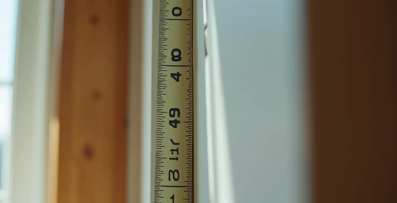 Gros plan sur une porte intérieure désalignée montrant l'écart visible avec le cadre