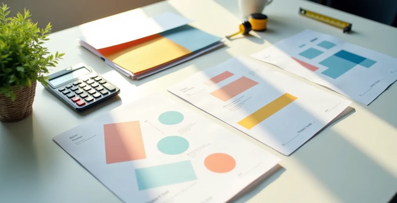 Bureau organisé avec documents de demande de subvention soigneusement disposés